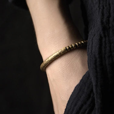 Antique Finish Hand Beaten Copper Ethnic Tibetan Bracelet